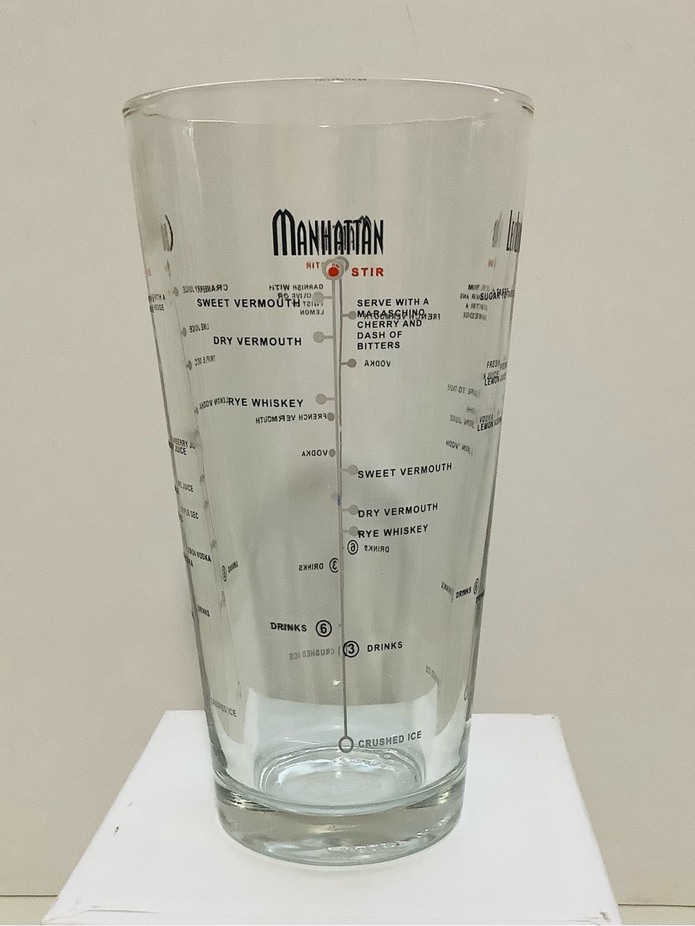 Vintage MCM Libbey Duratuff Recipe Mixing Drink Glass Manhattan Martini Cosmo